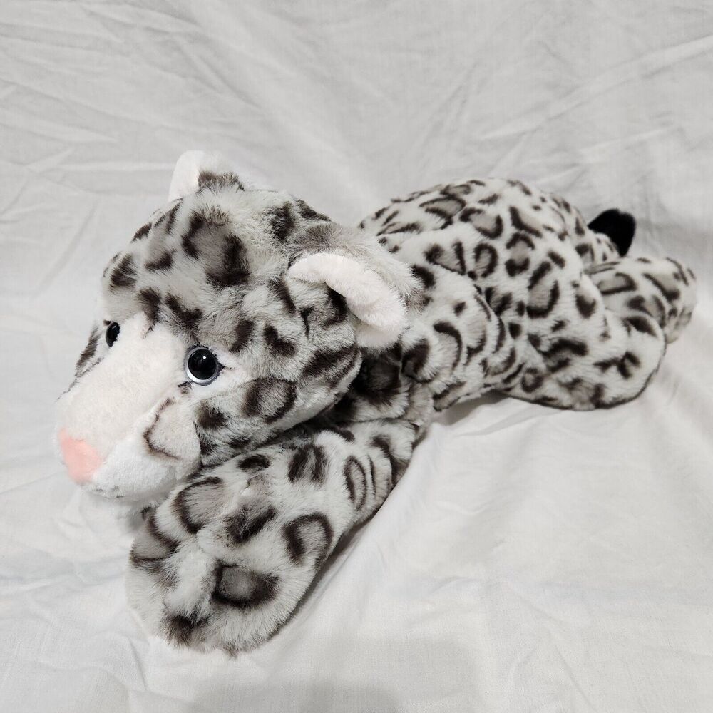 FAO Schwarz Adopt A Pet Lying Snow Leopard Plush 20" Stuffed Animal Super Soft